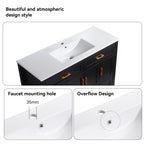 48" Black Bathroom Vanity with Integrated Resin Sink, 4 Soft-Close Doors & 4 Drawers
