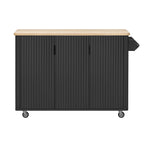 51" Fluted Farmhouse Kitchen Island with Drop Leaf and Wheels - product detail image 9