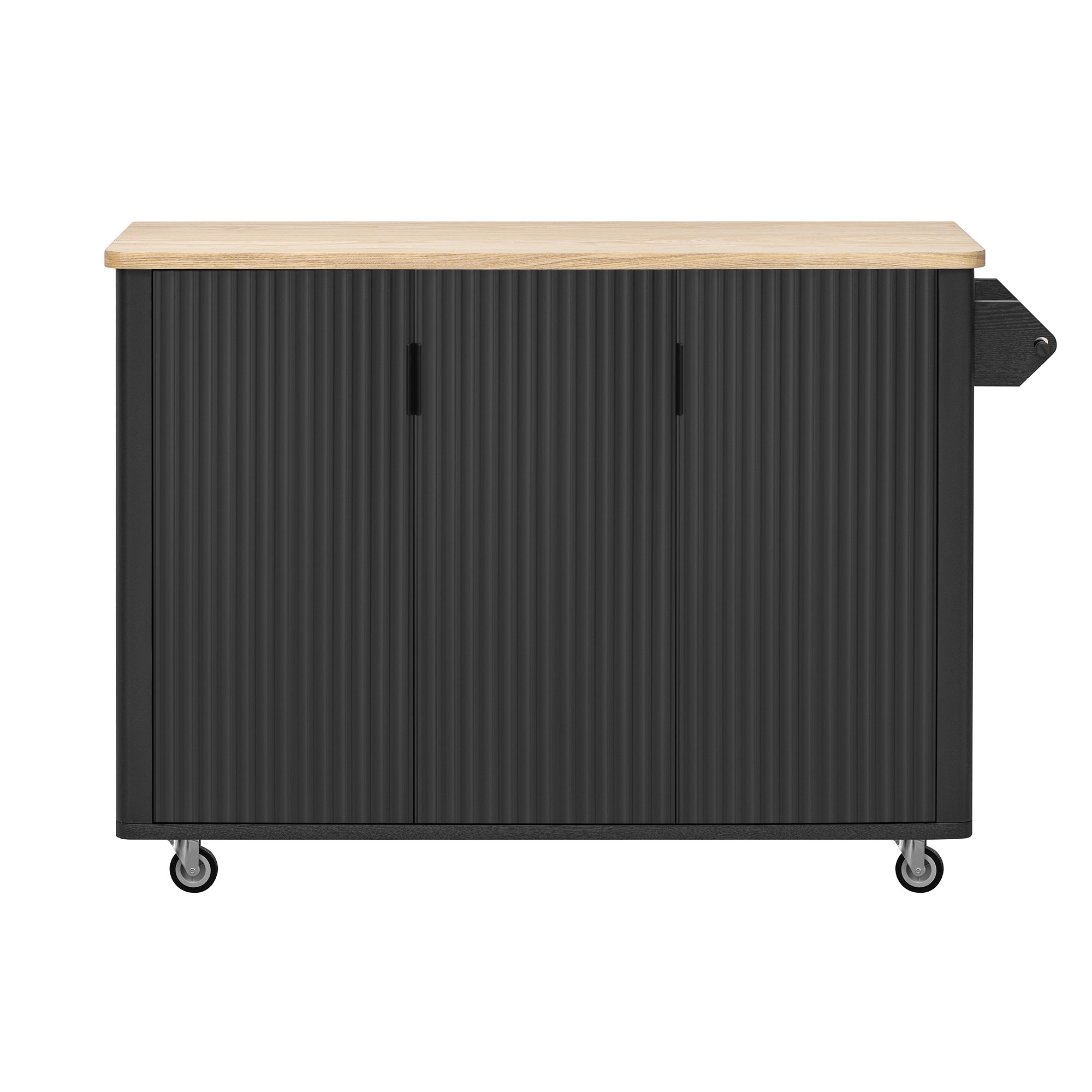 51" Fluted Farmhouse Kitchen Island with Drop Leaf and Wheels - product detail image 9