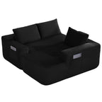 104" Black Corduroy Cloud Sectional Sofa with L-Shaped Chaise & Side Pockets - product detail image 8