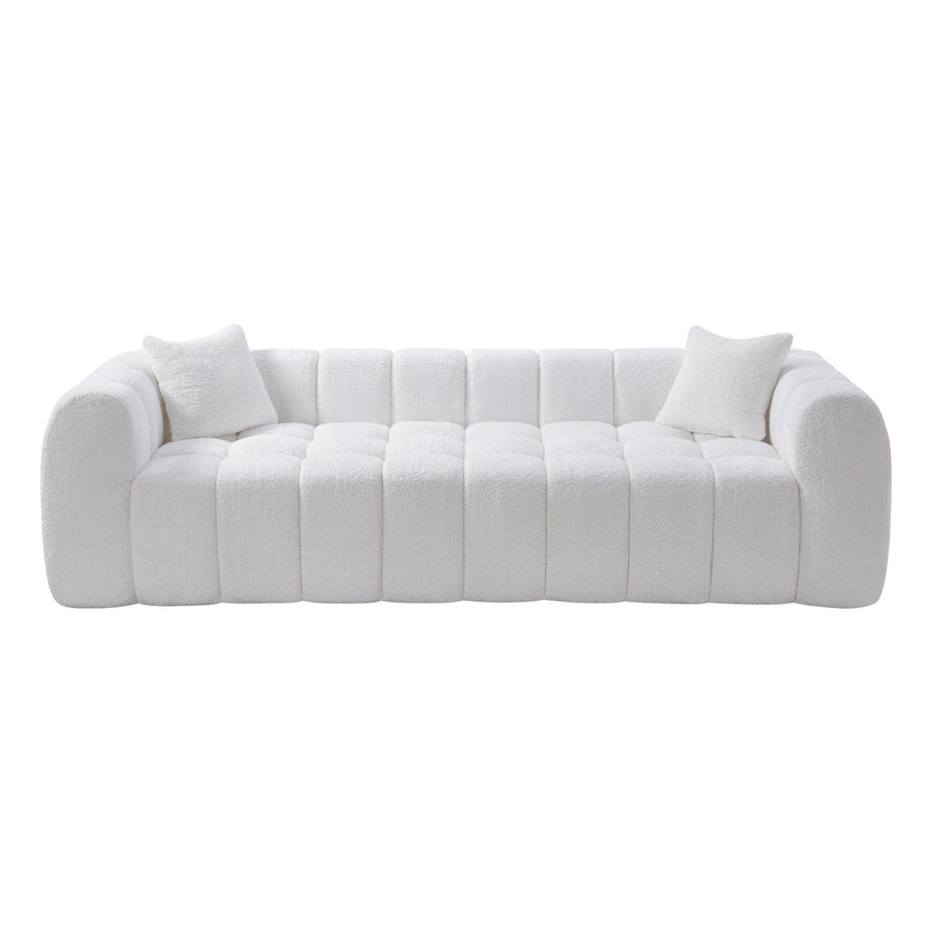 Marshmallow Cloud Compressed Sofa – 102.7" Oversized 4-Seat Boucle Living Room Sofa