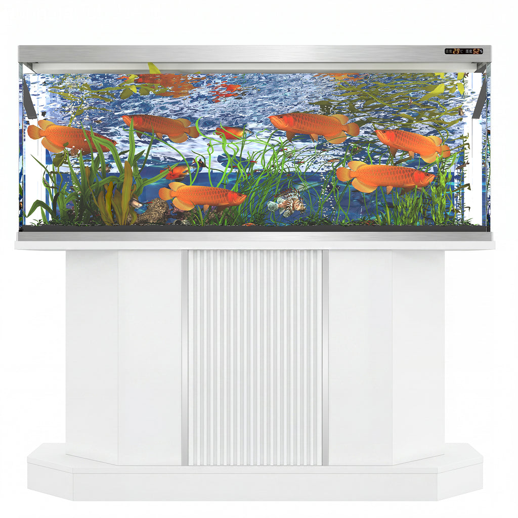 Modern White Aquarium Stand for 55-75 Gallon Tanks – 880 lb Capacity, Built-in Power Outlet & Storage