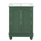 24-Inch Modern Green Bathroom Vanity Cabinet with Ceramic Sink