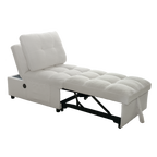 Single Sofa Bed with Adjustable Backrest, Teddy Fabric, USB Port & Side Pockets