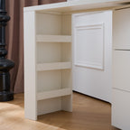 6-Drawer L-Shaped Vanity Dresser Combo with Wide Desktop – White Modern Bedroom Dressing Table