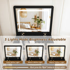 3-in-1 Black Makeup Vanity Desk with Flip-Up Mirror, Glass Top & 3 Drawers