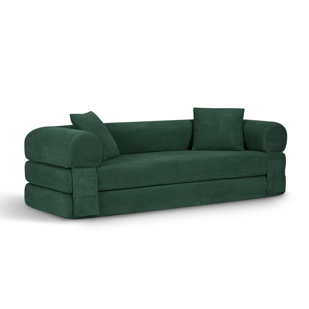 80-Inch Convertible Sofa Bed with Storage – Corduroy 3-Seat Sleeper Couch, No Assembly Required