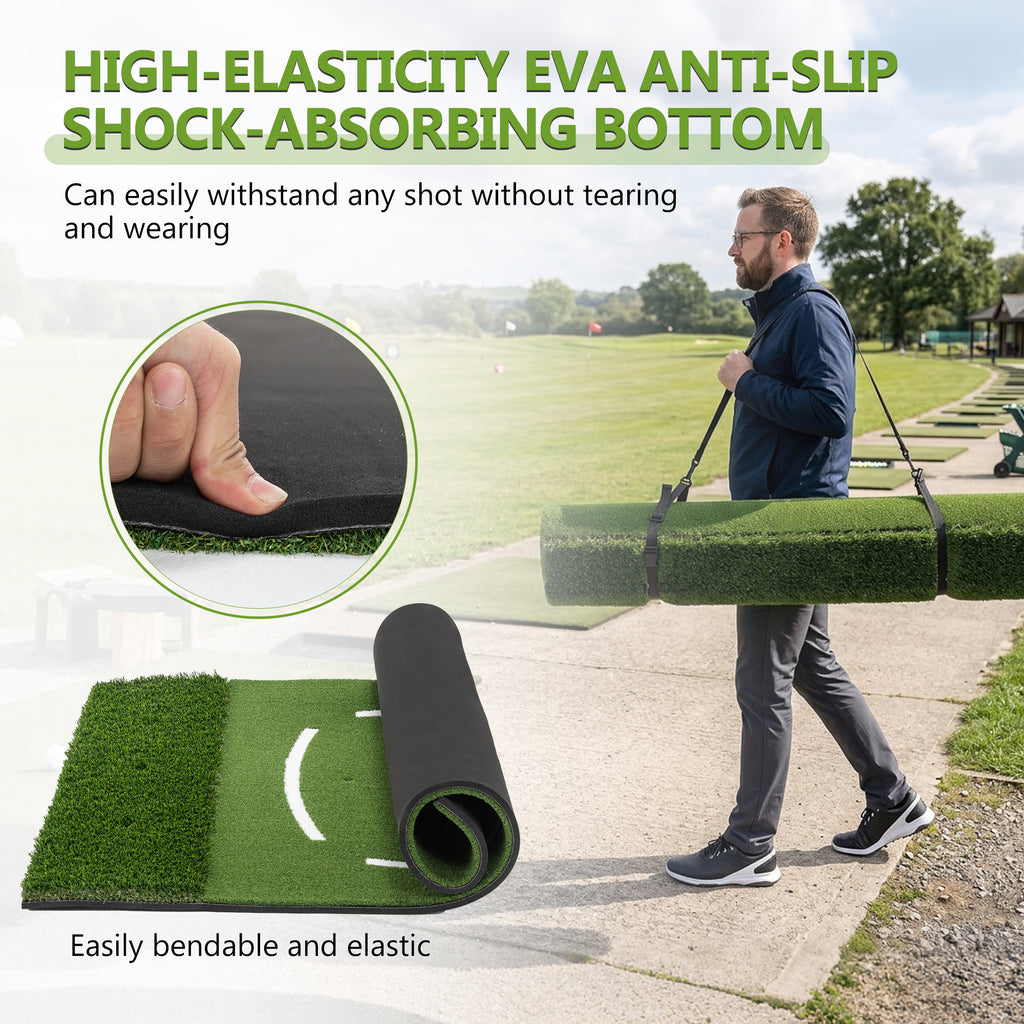 5'x4' Indoor/Outdoor Golf Hitting Mat with Cross Stance Guide & 7 Tee Positions