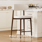 Counter Height Bar Stools Set of 2 – Modern Beige Upholstered Stools with Metal Legs for Kitchen Island