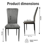 Set of 4 Modern Dark Gray Velvet Dining Chairs with Metal Legs & Adjustable Feet
