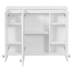 35-inch Wall-Mounted Bathroom Medicine Cabinet with Mirror and 5 Adjustable Shelves, White