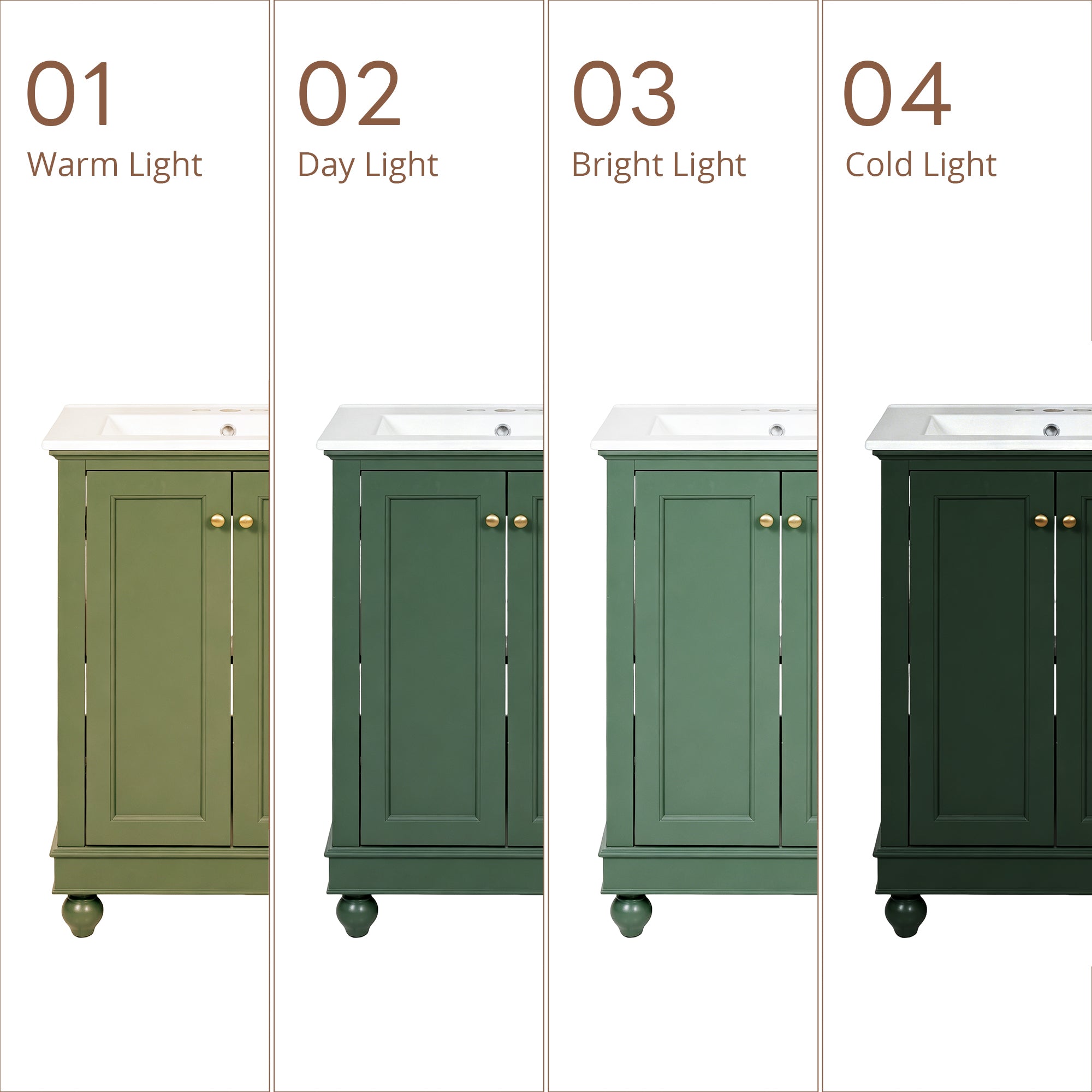 24-Inch Modern Green Bathroom Vanity Cabinet with Ceramic Sink