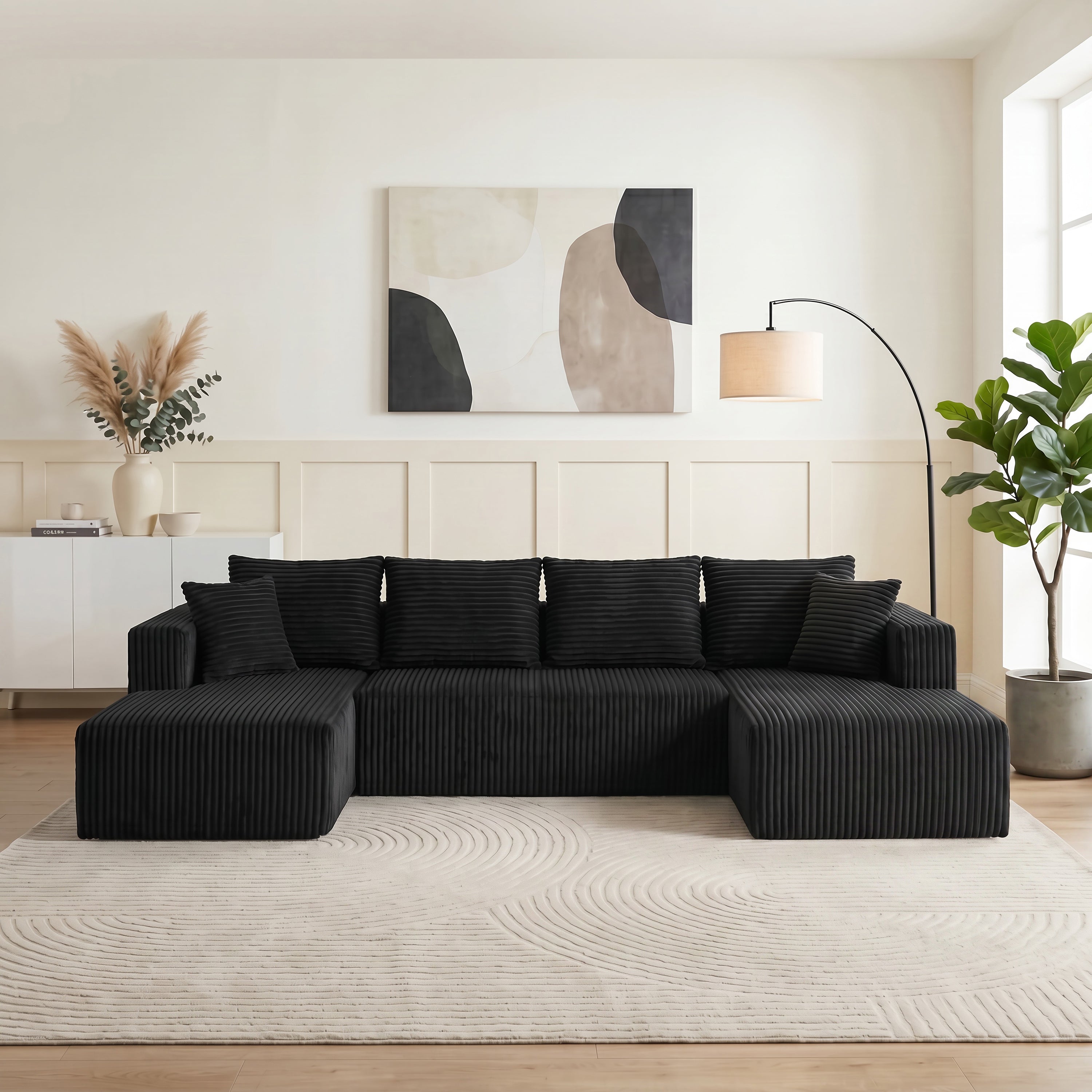 Double chaise section shown separately from main sofa unit