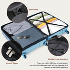 3-Piece ABS+PC Hard Shell Luggage Set with USB Charging Port – Gradient Blue