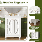 24-inch Modern White Bathroom Vanity with Ceramic Sink and Soft-Close Hinges