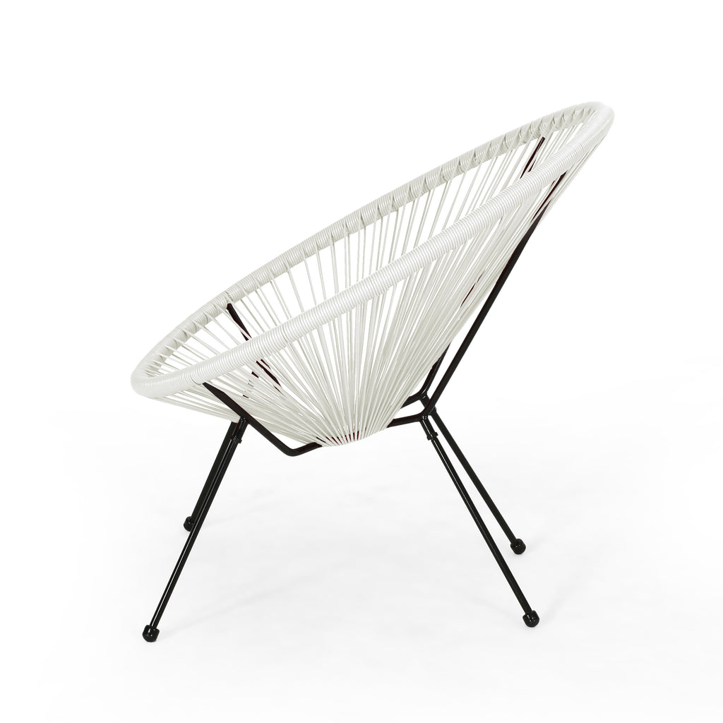 Anson Outdoor Basket Chair Set of 2 – White PE Rattan & Steel