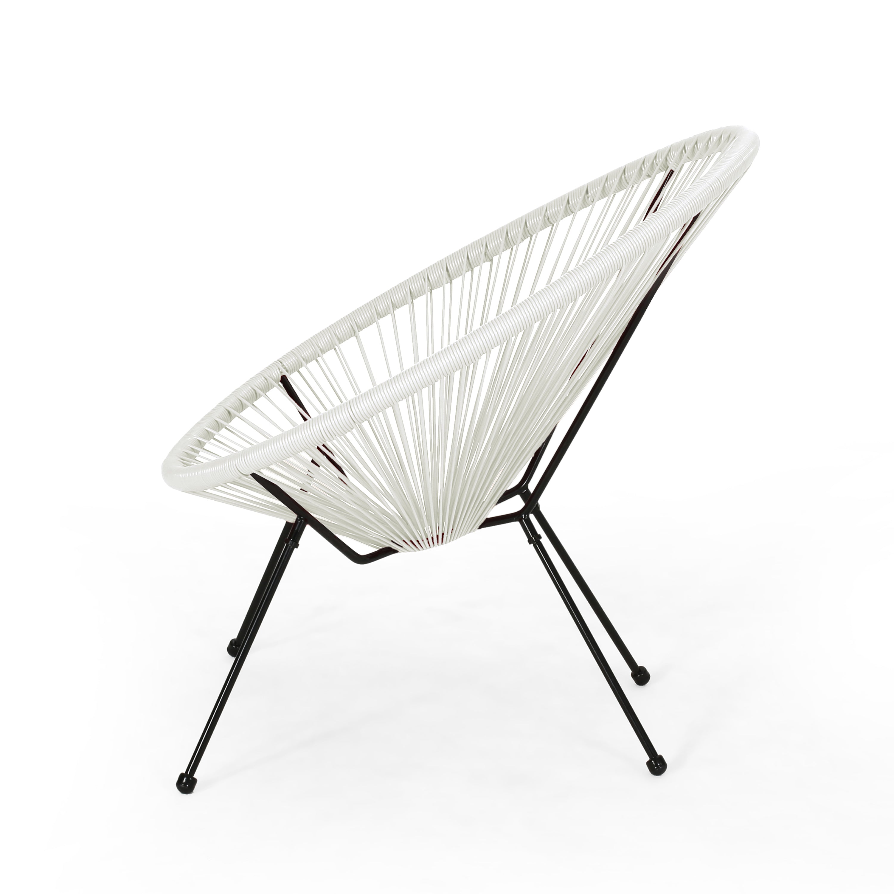 Anson Outdoor Basket Chair Set of 2 – White PE Rattan & Steel