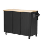 51" Fluted Farmhouse Kitchen Island with Drop Leaf and Wheels - product detail image 10
