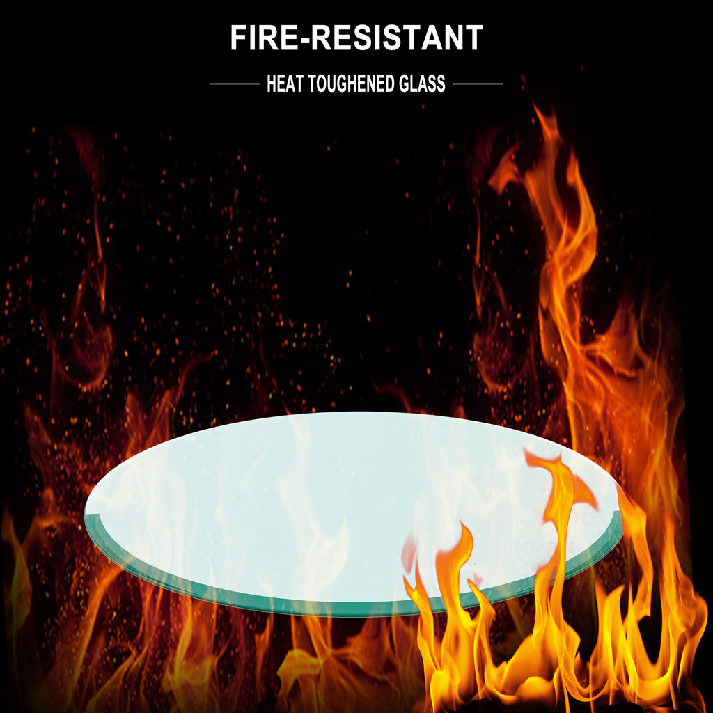 38.6-inch Round Tempered Glass Table Top – 0.4-inch Thick with Beveled Polished Edge