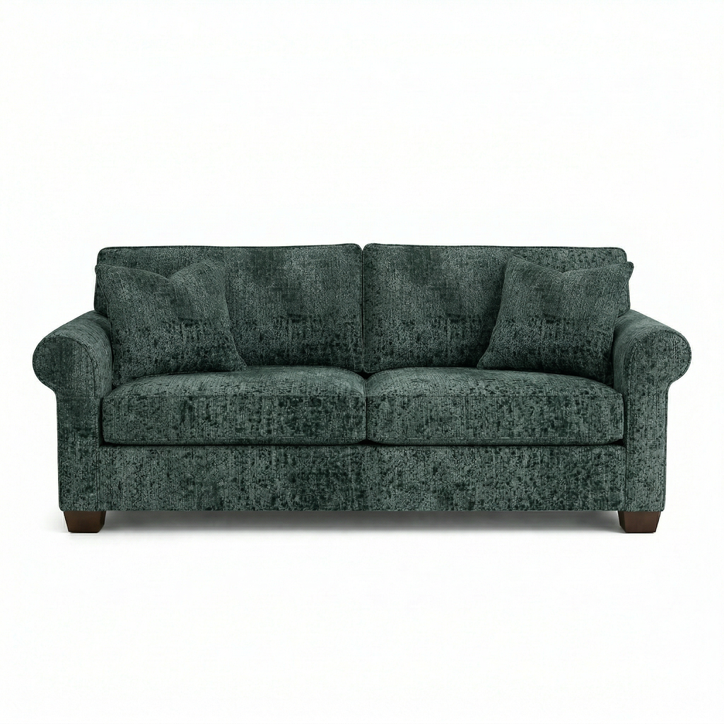 Irlanda Velvet Sofa — 3-Seat, Made in USA, Rolled Arms, Medium-Soft Cushions - product detail image 9