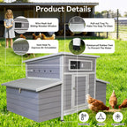 Large Wooden Chicken Coop with Dual Nesting Boxes & Ventilation - product detail image 8