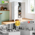 47.3" White Metal Freestanding Pantry Cabinet with Adjustable Shelves - product detail image 6