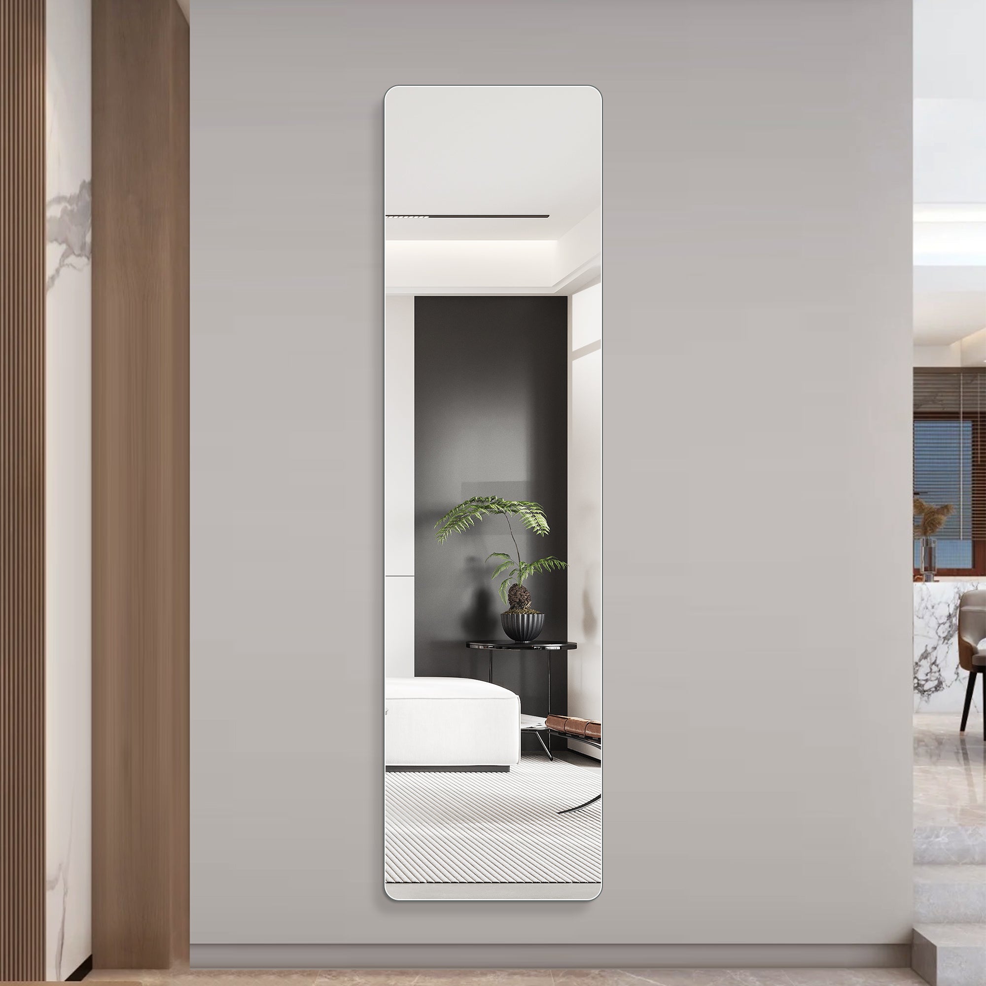59 in x 16 in Full Length Wall Mirror – 5mm Copper-Free Silver Glass, Shatter-Resistant Backing Secondary image