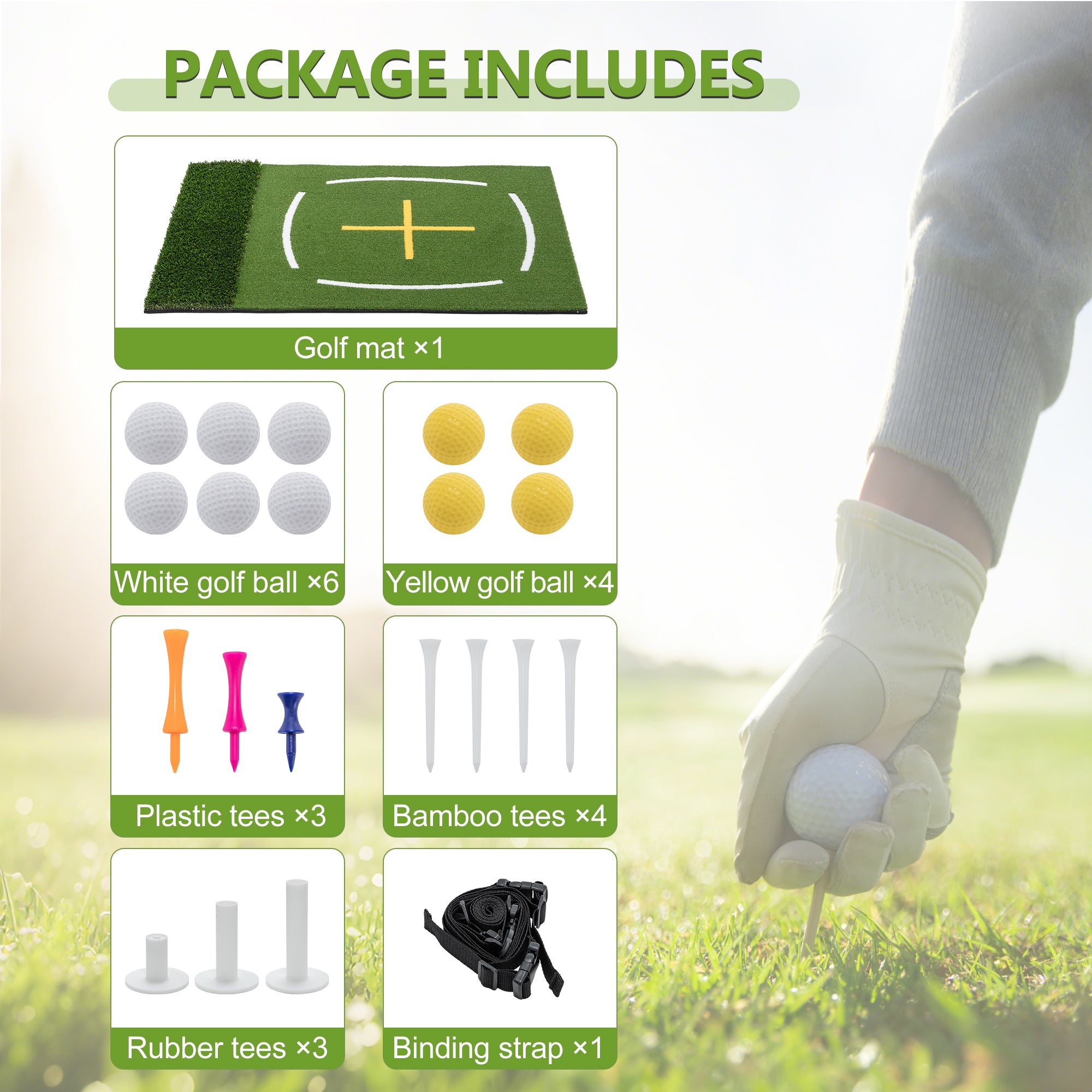 5'x4' Indoor/Outdoor Golf Hitting Mat with Cross Stance Guide & 7 Tee Positions