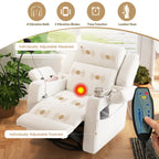 Electric Power Recliner Chair with Heat & Massage, 270° Swivel Rocker in Beige Corduroy