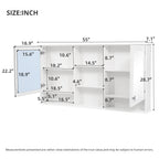 55-inch Wall-Mount Mirror Cabinet with Adjustable Shelves and Soft-Close Doors