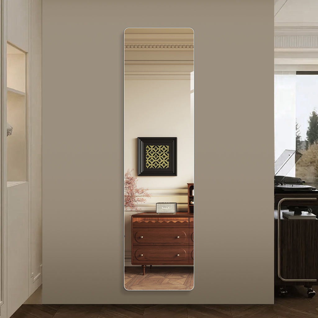 59 in x 16 in Full Length Wall Mirror – 5mm Copper-Free Silver Glass, Shatter-Resistant Backing