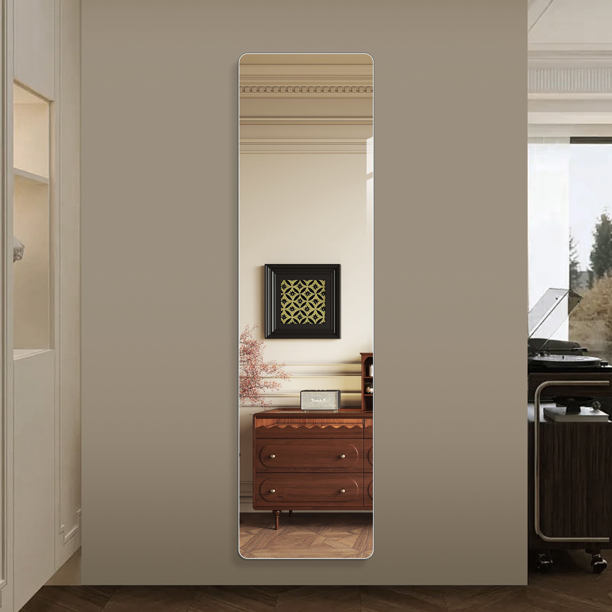 59 in x 16 in Full Length Wall Mirror – 5mm Copper-Free Silver Glass, Shatter-Resistant Backing