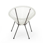 Anson Outdoor Basket Chair Set of 2 – White PE Rattan & Steel