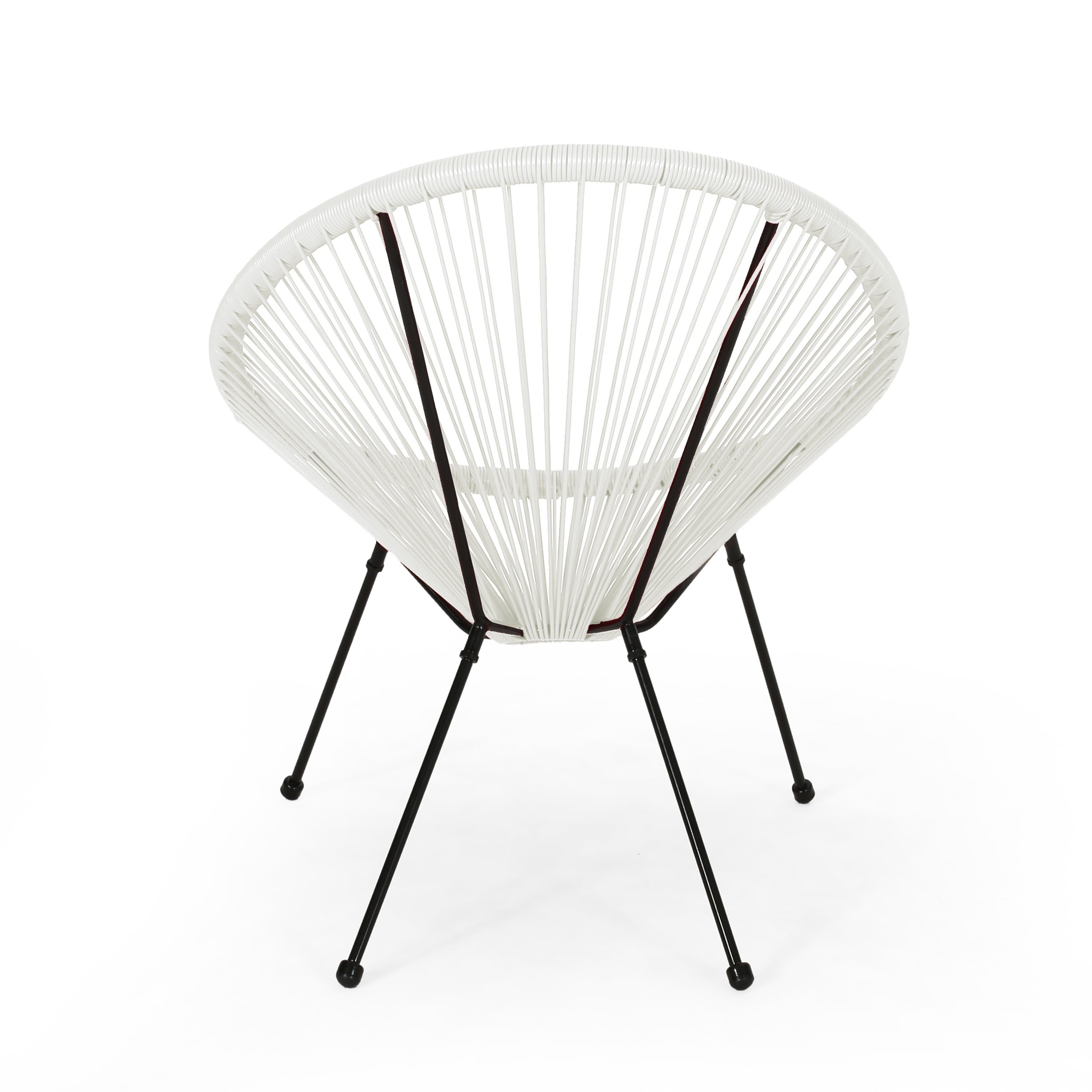 Anson Outdoor Basket Chair Set of 2 – White PE Rattan & Steel