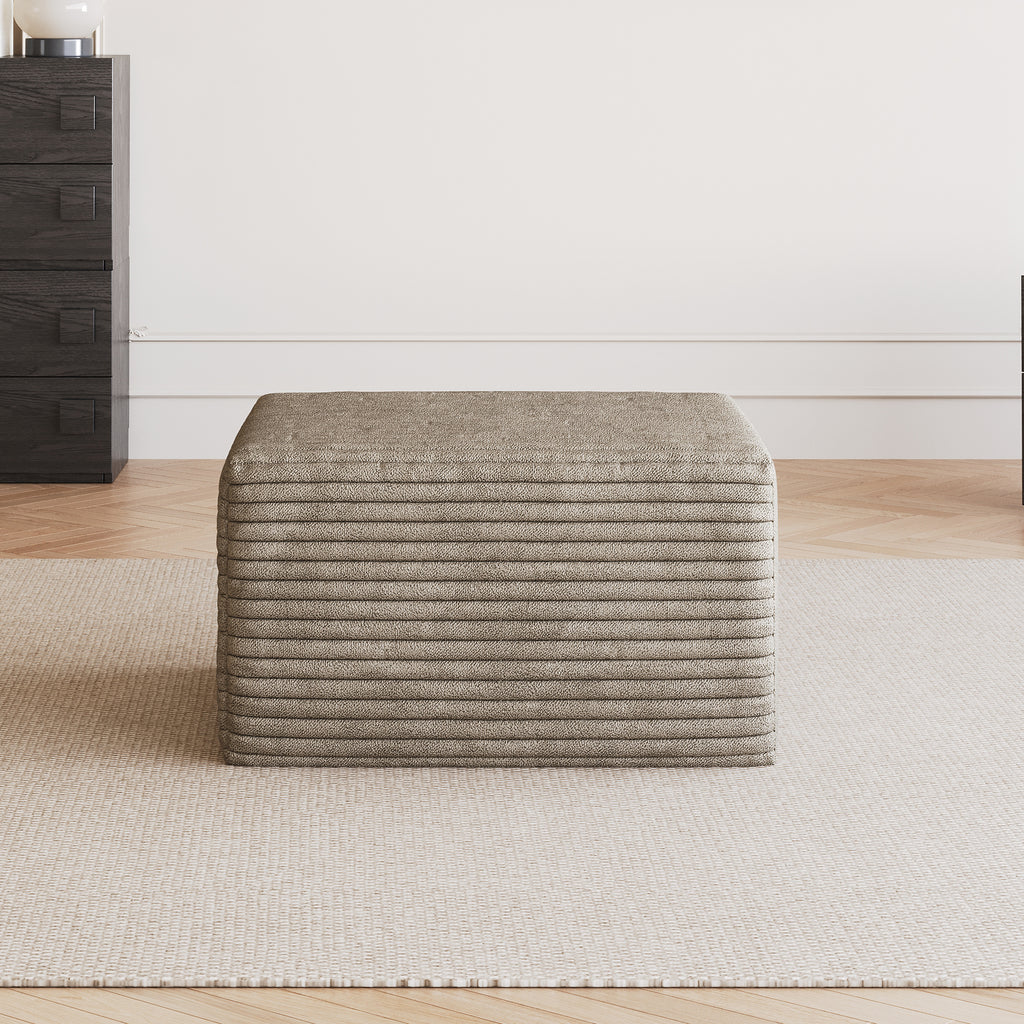 Camel Plush Corduroy Ottoman – No Assembly Required
