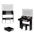 Extra Large LED Mirror Makeup Vanity Table with Stool – 31" x 20", Touch Switch, 3 Light Colors, Adjustable Brightness