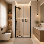 Matte Black Semi-Frameless Folding Pivot Shower Door – 34–35.2" W × 72" H - product detail image 6