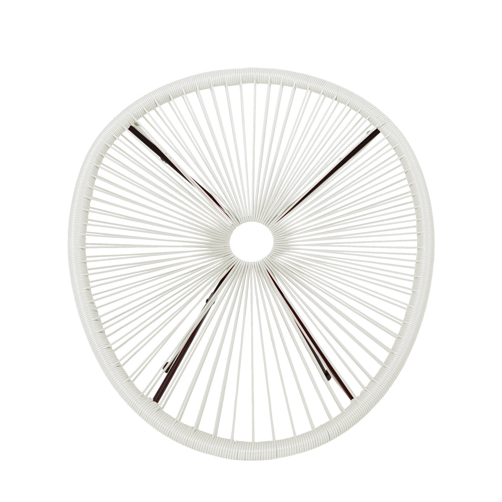 Anson Outdoor Basket Chair Set of 2 – White PE Rattan & Steel