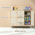 40.16" Steel Storage Sideboard Cabinet with 4 Drawers & 2 Doors – Beige