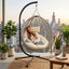 Folding HDPE Rattan Hanging Egg Chair with Stand – Indoor/Outdoor Patio Swing Basket