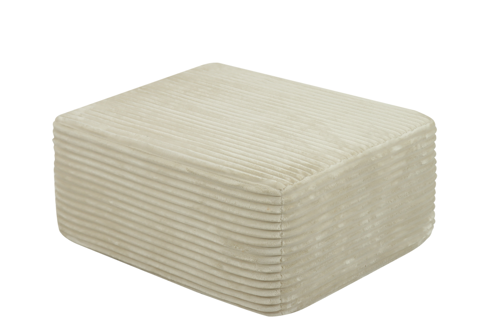 Beige Plush Fabric Ottoman with Foam and Spring Cushioning