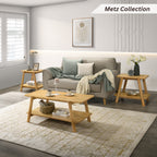 Metz Mid-Century Modern End Table with Shelf – Natural Oak Finish - product detail image 7