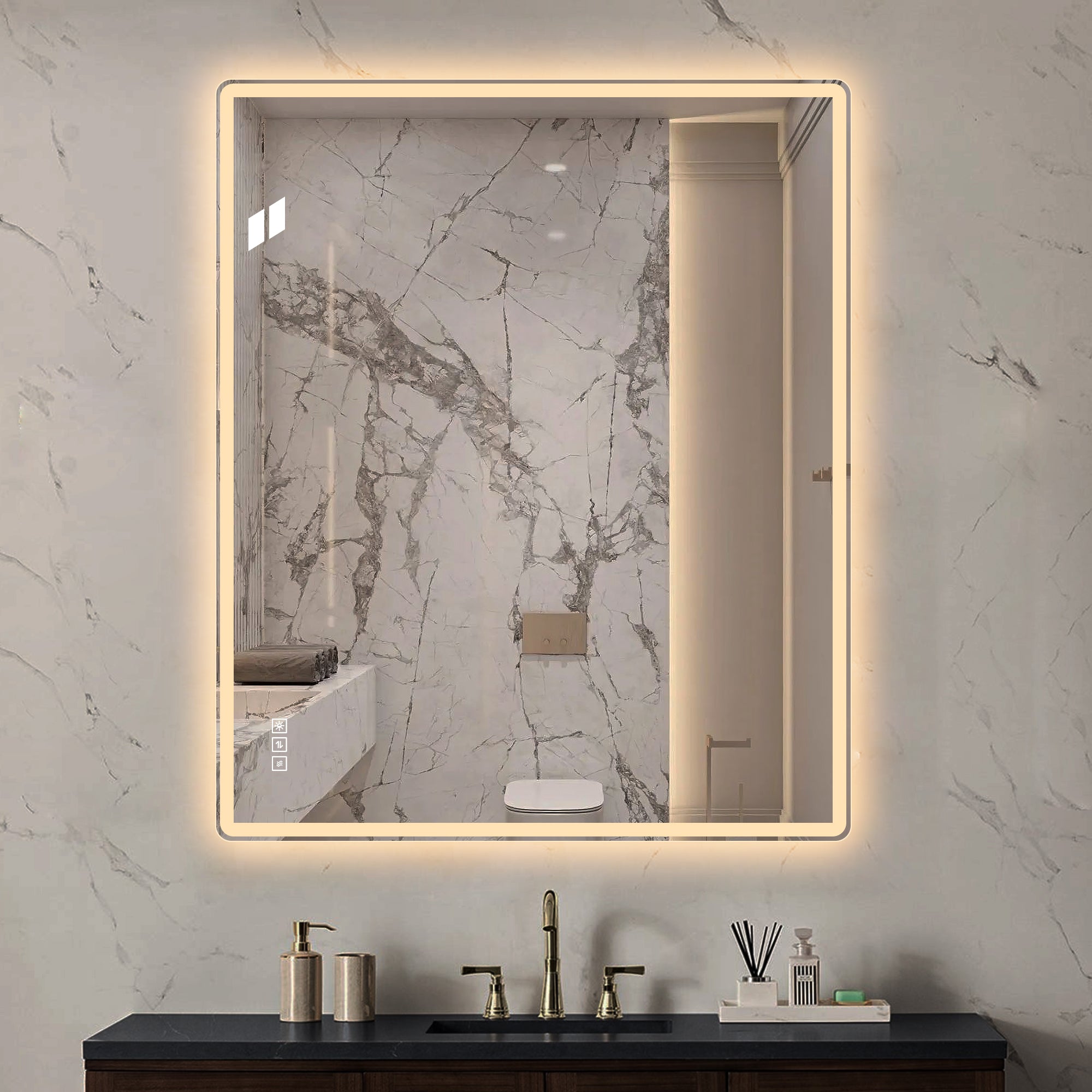 30" x 36" Frameless Front-Lit LED Bathroom Mirror with Anti-Fog & 3 Color Temperatures Secondary image