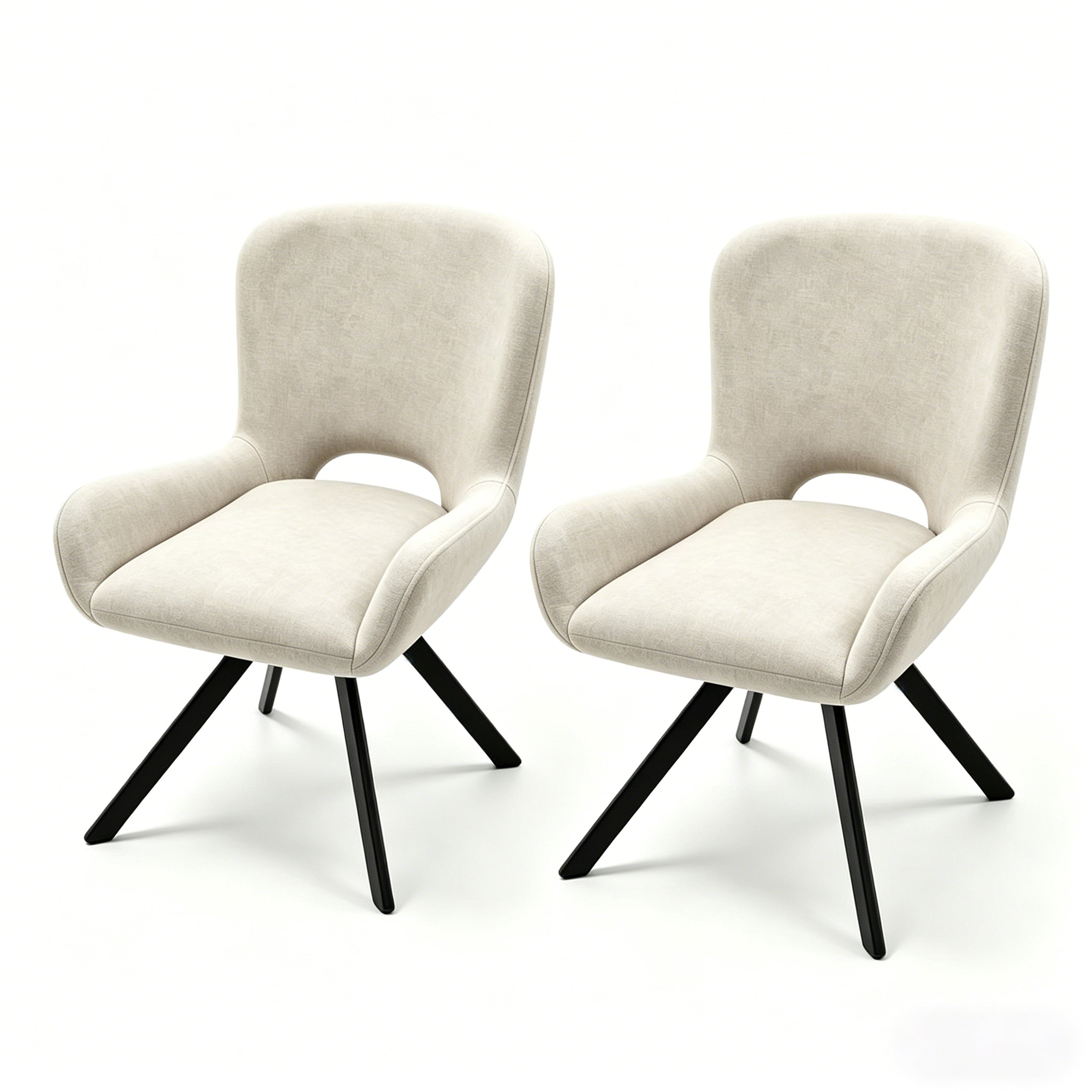 Set of 2 Beige Fabric Dining Chairs with Wood Frame – Modern Soft Cushioned Seating for Kitchen or Living Room Main image