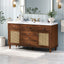 60" Modern Bathroom Vanity with SMC Sink, Soft-Close Drawers & Rattan Doors