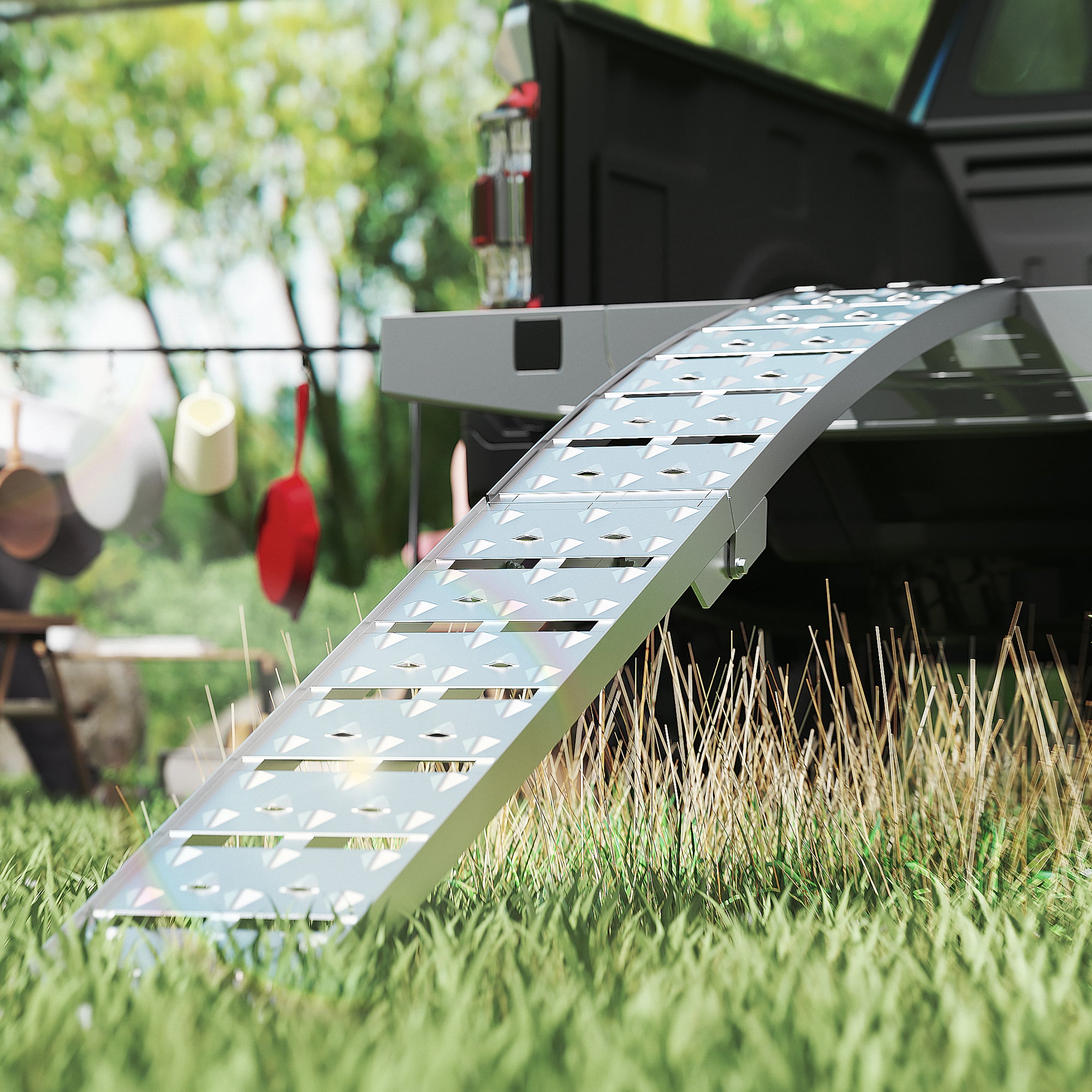 7.5 ft Aluminum Folding Loading Ramps for Pickup Trucks – 1500 lb Capacity, Anti-Slip Surface, 2-Piece Set
