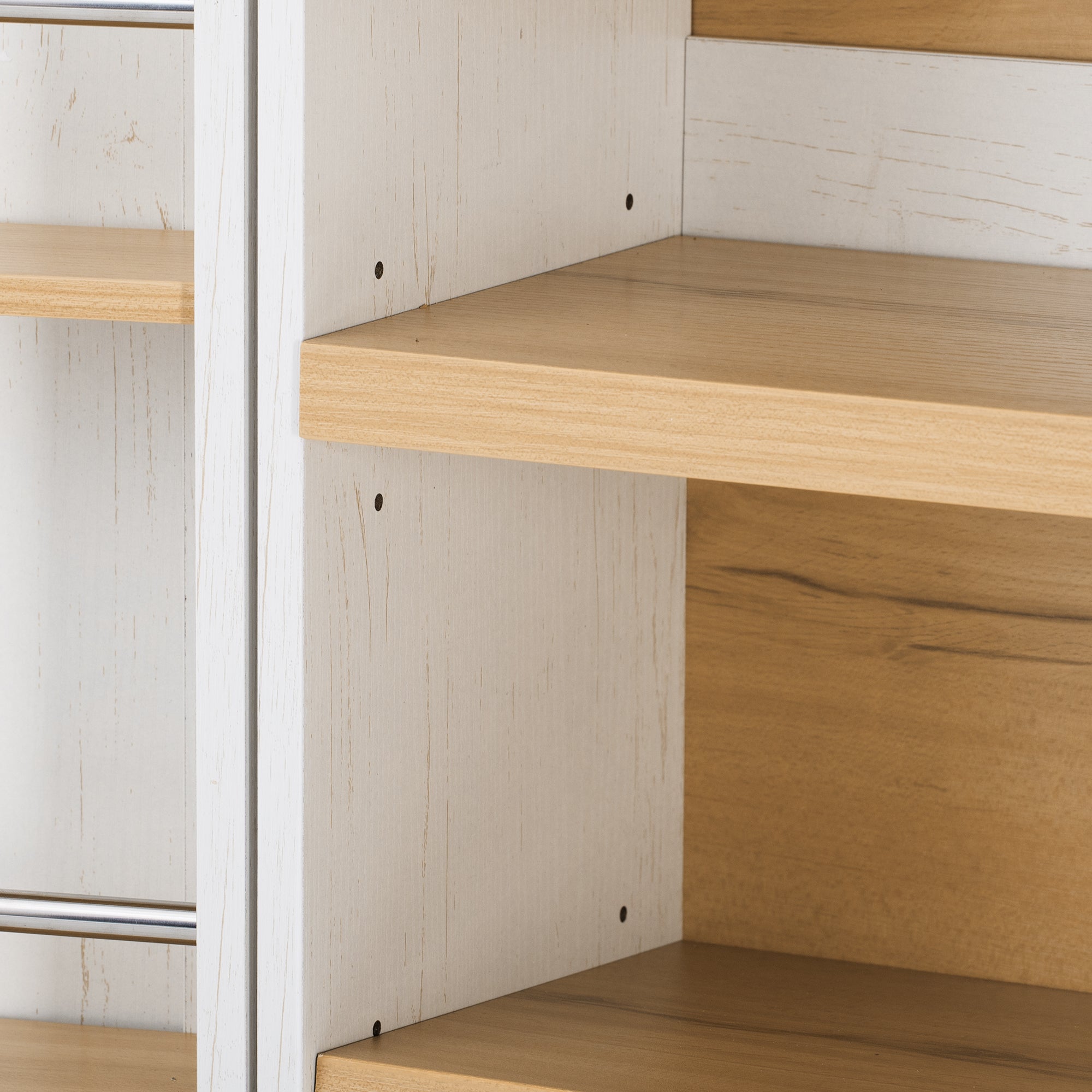 78.2" Farmhouse Kitchen Pantry Cabinet with 4 Doors, 3 Drawers & Adjustable Shelves, Retro White