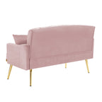 Pink Velvet 2-Seat Small Sofa with Gold Metal Legs