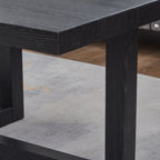 Side profile of black end table showing low 5.36-inch height and base detail