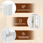 35-inch Wall-Mounted Bathroom Medicine Cabinet with Mirror and 5 Adjustable Shelves, White